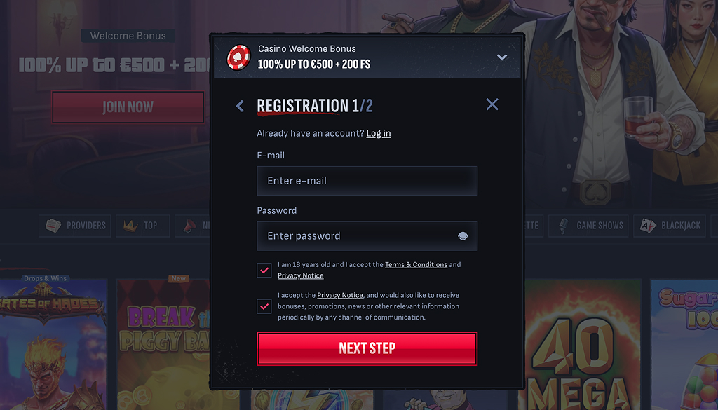MafiaCasino Registrierung